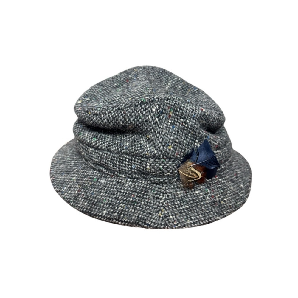 Foxford Real Irish Tweed Walking Hat Brown Feather